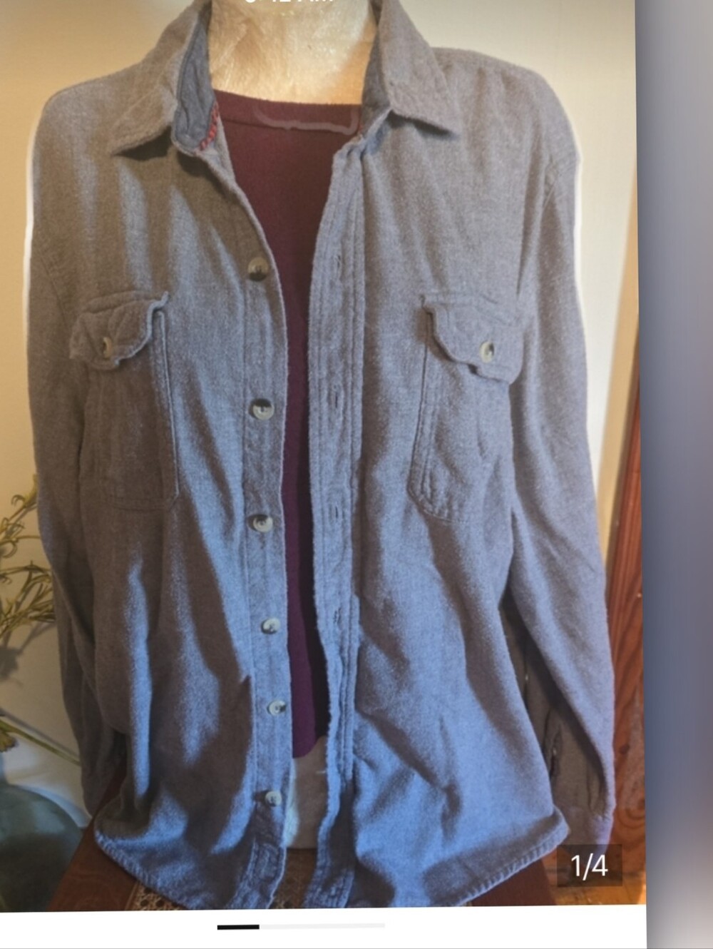Woolrich Gray Lightweight Button-Front Shirt Jacket Size Xl